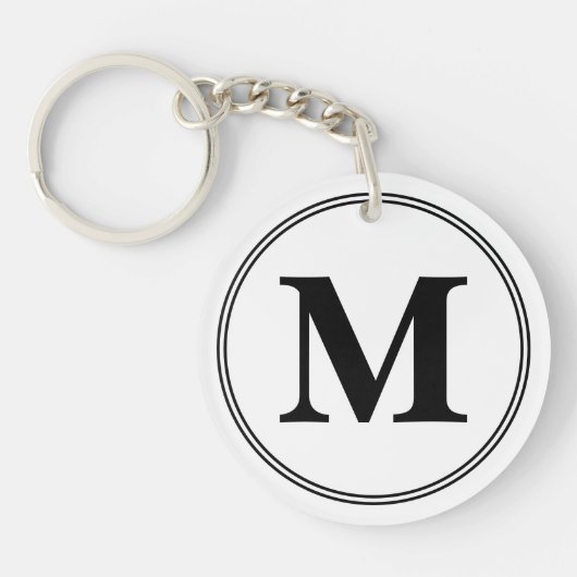 Porte-clés Initiales monogrammes simples noir et blanc (Devant)