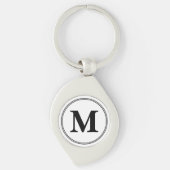 Porte-clés Initiales monogrammes simples noir et blanc (Devant)