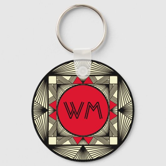 Porte-clés Initiales Personnalisées Élégantes Manly Rouge Chi (Recto)