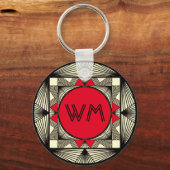 Porte-clés Initiales Personnalisées Élégantes Manly Rouge Chi (Recto)