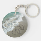 Porte-clés Initiales personnalisées sur la plage (Dos)