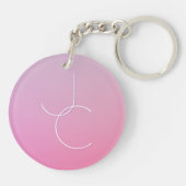 Porte-clés Initiales superposées Modern 2 | Ombre rose (Dos)