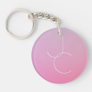 Porte-clés Initiales superposées Modern 2 Ombre rose
