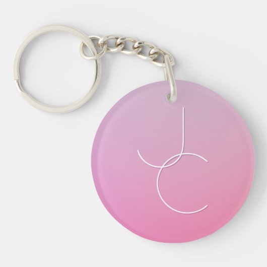 Porte-clés Initiales superposées Modern 2 | Ombre rose (Devant)