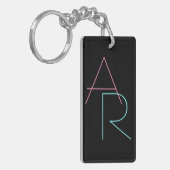 Porte-clés Initiales superposées modernes | Rose Turquoise No (Devant gauche)