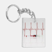 Porte-clés Injection au coeur rouge (Devant gauche)