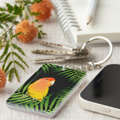 Porte-clés Inséparable Vibrant Jaune Noir Tropical Feuilles a (Devant droit)