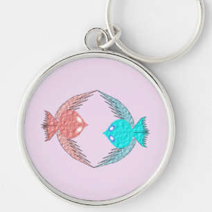 Porte-clés Inséparables roses et bleus mignons