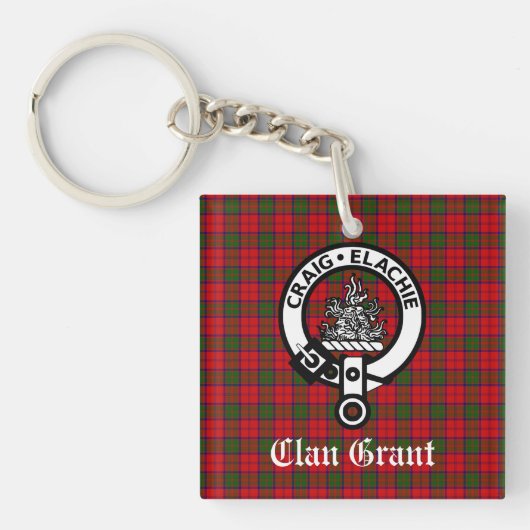 Porte-clés Insigne de Clan Grant et Tartan (Devant)