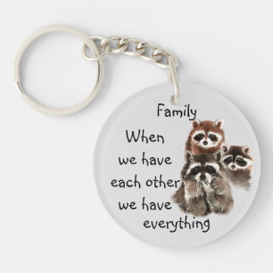 Porte-clés Inspiration Famille Citation Fun Raccoon Personnal