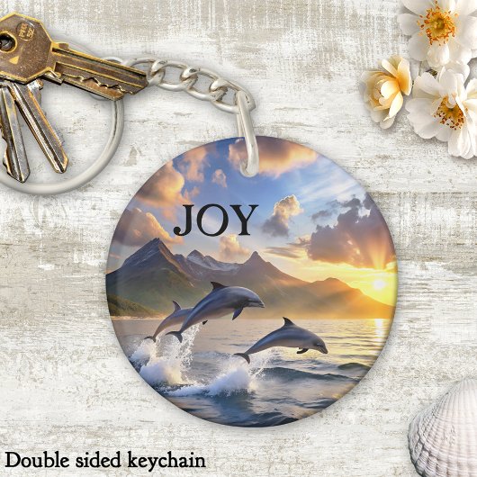 Porte-clés Inspirational Dolphins Sunset Mountains Joy