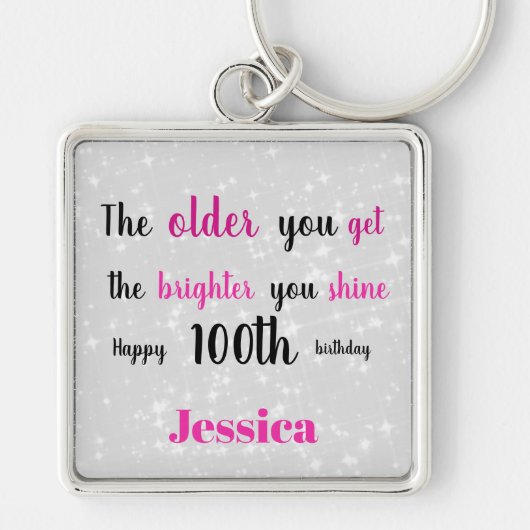 Porte-clés Inspirational Happy 100e anniversaire (Devant)