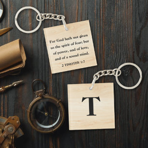 Porte-clés Inspirational Verse 2Timothée 1:7 Monogramme perso