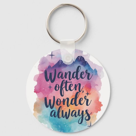Porte-clés Inspirational Watercolor Wanderlust Message (Recto)