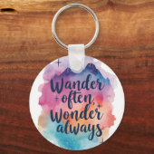 Porte-clés Inspirational Watercolor Wanderlust Message (Verso)