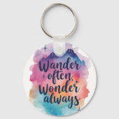 Porte-clés Inspirational Watercolor Wanderlust Message (Verso)