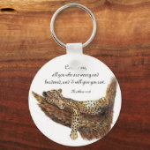 Porte-clés Inspirationnel, Écriture, Matthieu 11:28, Leopard (Recto)