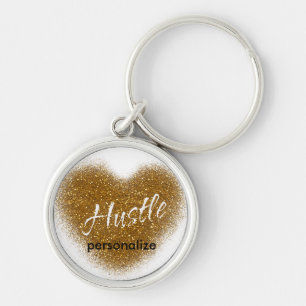 Porte-clés inspirationnel en paillettes dorées HUS