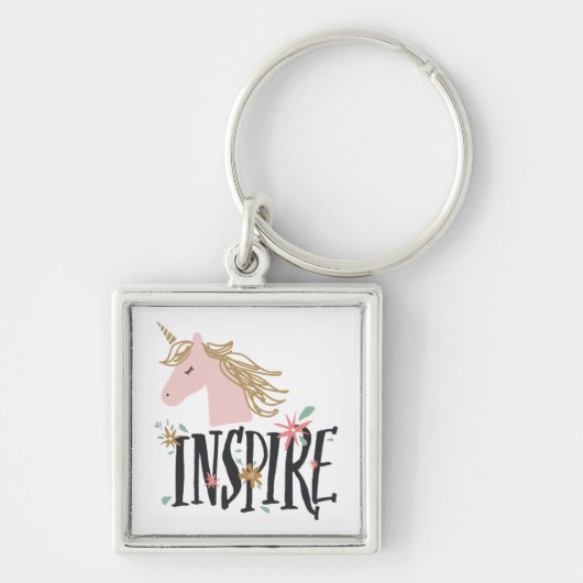 Porte-clés Inspirez la licorne de crinière d'or de | (Devant)