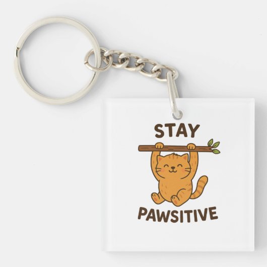 Porte-clés  Inspiring "Stay pawsitive" Quote Print (Devant)