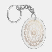 Porte-clés Instructeur de méditation Yoga Gold Mandala Fleurs (Devant gauche)