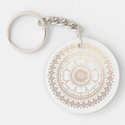 Porte-clés Instructeur de méditation Yoga Gold Mandala Fleurs (Devant)