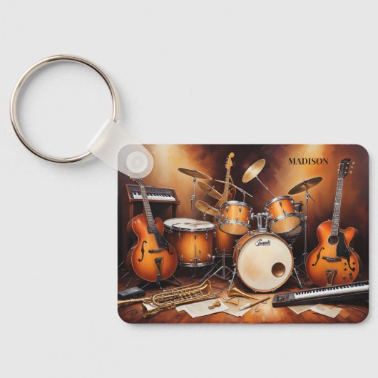 Porte-clés Instruments de musique de nom personnalisé (Verso)