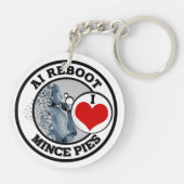 Porte-clés Intelligence Artificielle (IA) - I Love Mince Pies (Dos)