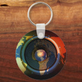 Porte-clés Interlocuteur de musique sur une carte du monde (Recto)