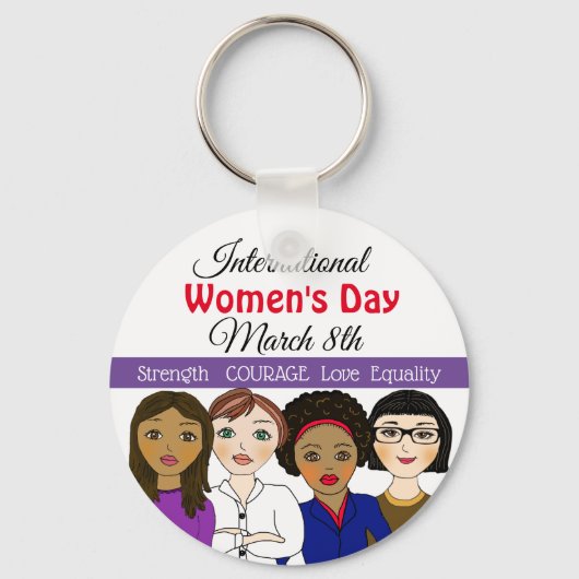 Porte-clés International Women's Day March 8th Button (Recto)