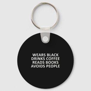 Porte-clés Introverti drôle porte du noir boit du café lit