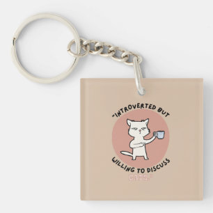 Porte-clés Introverti mais prêt à discuter des chats - Chat d