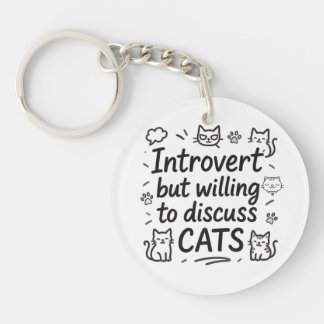 Porte-clés Introvertir mais disposé à discuter des chats