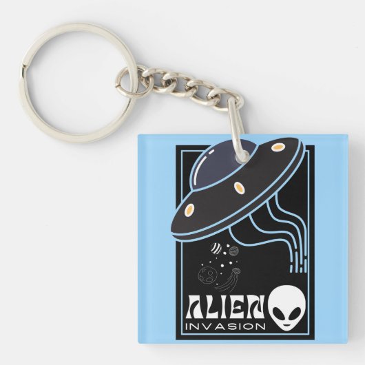 Porte-clés Invasion Alien UFO galaxie spatiale (Devant)