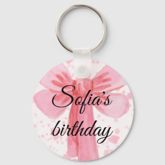 Porte-clés Invitation d'anniversaire Fille Ruban Rose