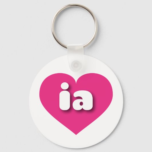 Porte-clés Iowa coeur rose chaud - J'aime ia (Recto)