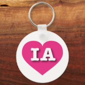 Porte-clés Iowa Hot Pink Heart - J'aime IA (Recto)