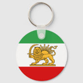 Porte-clés Iran, drapeau perse avec Lion, Shah d'Iran (Recto)