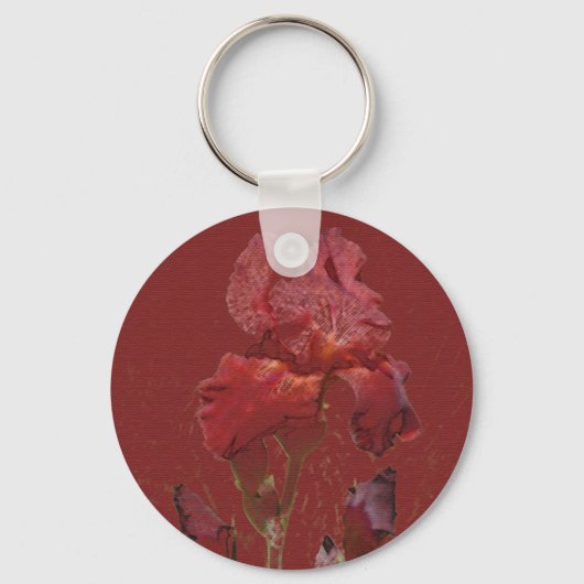 Porte-clés Iris de jardin rouge Bourgogne (Recto)