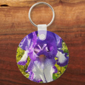 Porte-clés Iris Irises Bleu Blanc Fleur Florale Femme Nom (Verso)