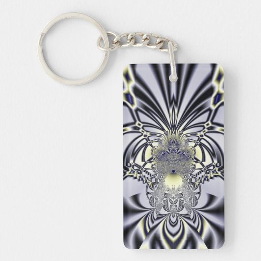 Porte-clés Iris Violet Art Fractal de Géométrie Sacrée (Devant)