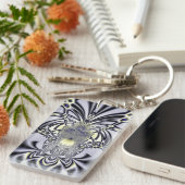 Porte-clés Iris Violet Art Fractal de Géométrie Sacrée (Devant droit)