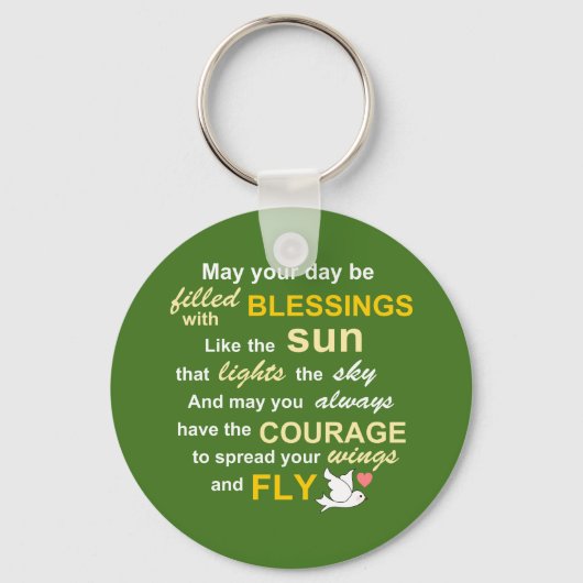 Porte-clés Irish Blessing for Courage - Typographie en vert (Recto)