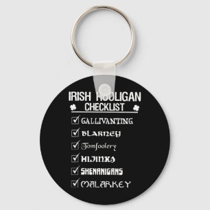 Porte-clés Irish Hooligan Checklist Shenanigan Malarkey St Pa