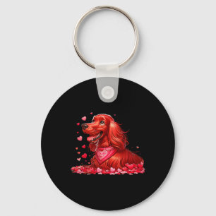 Porte-clés Irish Setter Saint-Valentin Cœurs Chien Hommes Fem