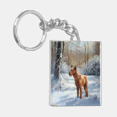 Porte-clés Irish Terrier Laisser neiger Noël (Devant gauche)