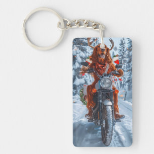 Porte-clés Irlandais Red Setter Chien chevauchant la moto Noë