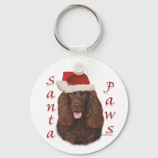 Porte-clés Irlandais Water Spaniel Père Noël Paws (Recto)