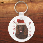 Porte-clés Irlandais Water Spaniel Père Noël Paws (Verso)