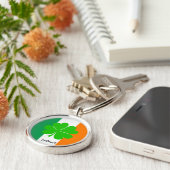 Porte-clés Irlande & quatre feuilles de trèfle, drapeau irlan (Côté)
